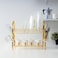Royalford 2-Layer Goldy Dish Rack, Attached PP Drain Board, RF10150 - Strong, Gold Finish, Iron Construction, Holds 17 Plates, Cutlery Holder, Glass/Cup Holder, Compact Design