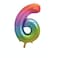 34" Giant  RAINBOW Number 6 FOIL Balloon