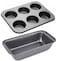 Bulfyss Popular Combo - Non Stick Outperform Bread Loaf, 6 Muffin &amp; Cupcake Mould Baking Tray Tin Pan