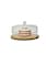 Lihan Acrylic Dessert Plate With Base, Wood Cake Tray 22X11Cm With Clear Acrylic Cover, Cake Fruit Display Server Tray For Kitchen, Birthday, Wedding, Appetizer Dessert (Round)