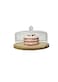 Lihan Acrylic Dessert Plate With Base, Wood Cake Tray 22X11Cm With Clear Acrylic Cover, Cake Fruit Display Server Tray For Kitchen, Birthday, Wedding, Appetizer Dessert (Round)