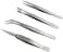 ABBASALI 4Pcs/Set Precision Tweezers Stainless Steel Thick Electronics Forceps Eyebrow Tweezers Anti-Skid Makeup Repair Multi Tools