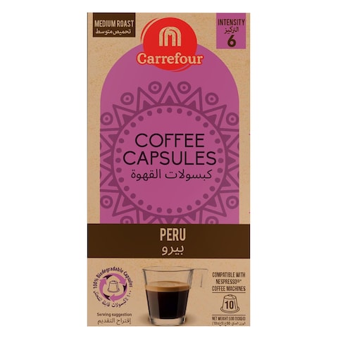 Carrefour Peru Medium Roast Coffee Capsules 10 Pieces