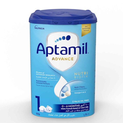 Nutricia Aptamil Advance Nutri-Biotik المرحلة 1 بناءً على تركيبة حليب البقر للأطفال الرضع من 0 إلى 6 أشهر 800 جم