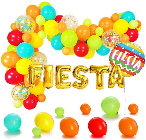 Party Time Fiesta Party Decorations - 85 Pack Colorful Latex Balloons Fiesta Balloon Arch Garland Strip Set for Festive Party Supplies, Colorful Birthday Party, Baby Shower Decorations, Fiesta Party D