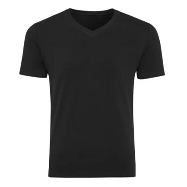 V-Neck Solid T-Shirt XXL Black