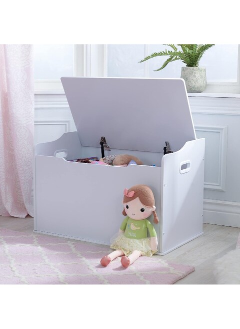Homesmiths Toy Box - White Wooden Storage Bench with Lid for Kid &amp; Toddler Room - Playroom Organizer for Girls &amp; Boys L76.2cm x W45.72cm x H53.97cm