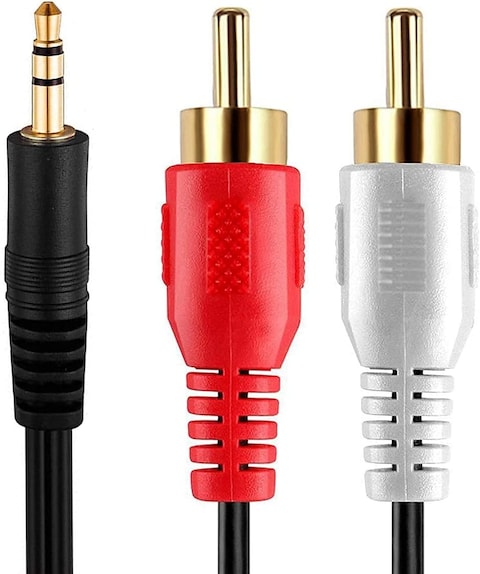 DKURVE 3.5mm to 2 RCA Male Plug to RCA Stereo Audio Video Male AUX Cable Cord 3.5 mm to RCA AV Camcorder Video Cable 1.5 Meter