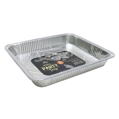 Uncle Bills Party Foil Rectangular Tray 2 Pieces Silver