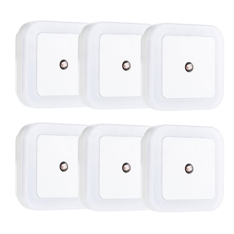 Decdeal - 6pcs Square Light Sensor Baby Room Nursery White LED Night Light Wall Nightlight AC110V-220V