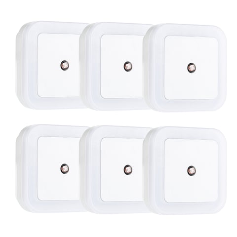 Decdeal - 6pcs Square Light Sensor Baby Room Nursery White LED Night Light Wall Nightlight AC110V-220V