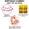 Party Time 64-Pieces 12inch Metallic Pink, Gold &amp; White Latex Balloons, Gold Foil Curtain, Pink Happy Birthday Banner For Birthday Party Decoration - Birthday balloons Party Supplies
