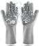 Beaty Reusable Silicone Brush Scrubber Gloves, Heat Resistant For Dishwashing Kitchen Bathroom Cleaning Pet Hair Care Car Washing (1 Pack/Gray)