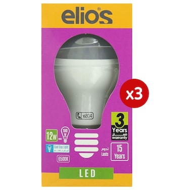 Elios LED Bulb Milky - 12 Watt - 3 Bulbs - Cool Day Light