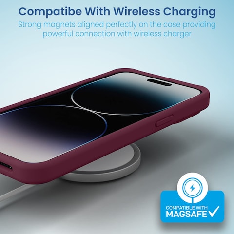 Remson Mag-X Magnetic Hybrid Protective Silicone Case Military Grade Protection For iPhone 13 Pro Max (Maroon)
