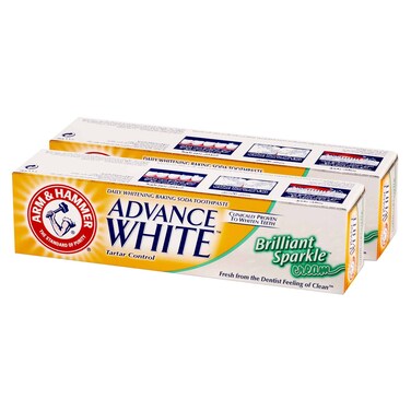 Arm &amp; Hammer Advance White Brilliant Sparkle Cream Baking Soda Toothpaste White 115g Pack of 2