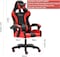 Adjustable PU Leather Gaming Chair - PC Computer Chair for Gaming, Office or Students, Ergonomic Back Lumbar Support with Footrest (C-Black and Red)