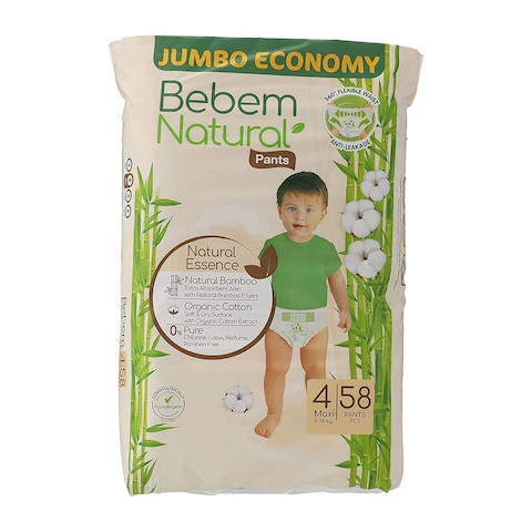 Bebem Natural Baby Diaper Pants Maxi Size - 58 Pieces