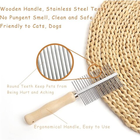 Petbroo Steel Comb With Wooden Handle 17x5cm