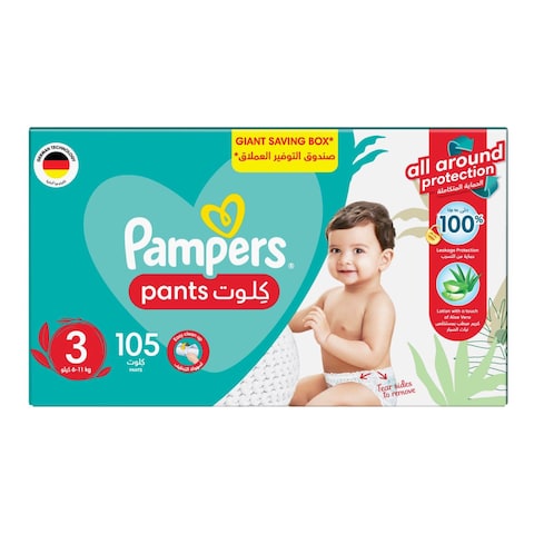 Pampers BabyDry Pants with Aloe Vera Lotion Size 3 (6-11kg) 105 Diapers