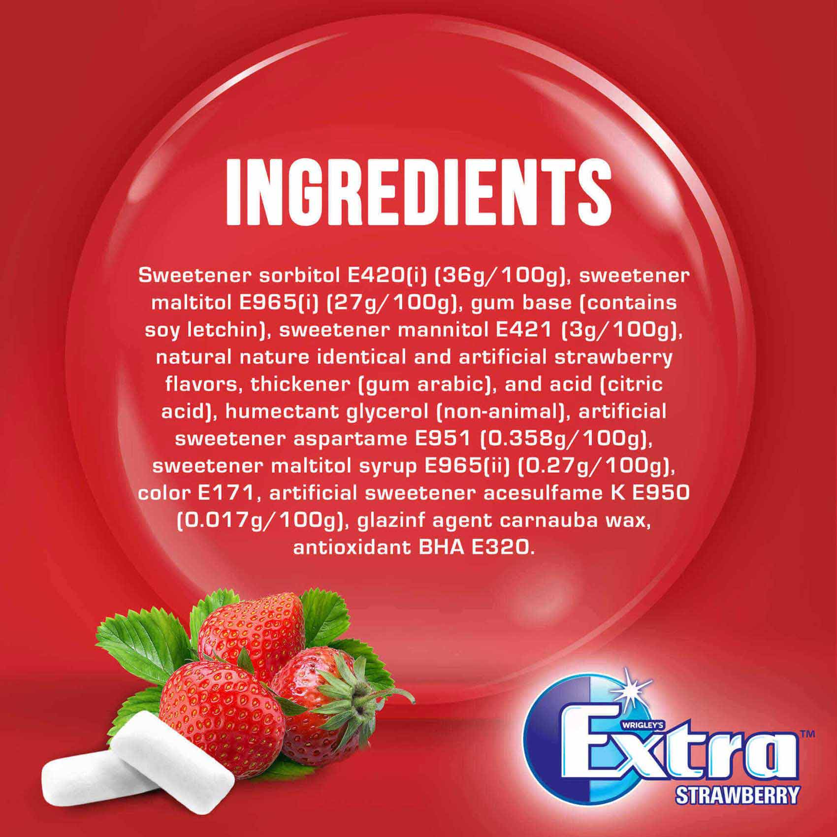 Wrigley&#39;s Extra Strawberry Chewing Gum 14g Pack of 30