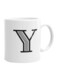 Goldedge Alphabet Y Printed Ceramic Coffee Mug White/Black 11Ounce