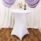 LANNY &Oslash;60cm*H110cm White Cocktail Dining Set Bundle: Home Round Plastic Bar Folding Table-ZY60H+Spandex Stretchable Square Corners Tablecloth/Cover for Kitchen/Restaurant/Party/Wedding/Events
