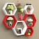 Hexagonal Shape Wooden Floating Wall Shelves (Set of 6)