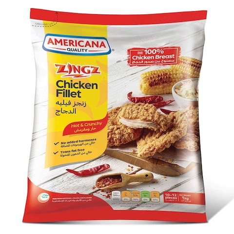 Buy Americana Quality Zing Hot And Crispy Chicken Fillets 1kg in Kuwait