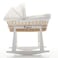 Teknum Infant Wicker Moses Basket with White Waffle Beddings &amp; White Rocker Stand - Wooden Brown