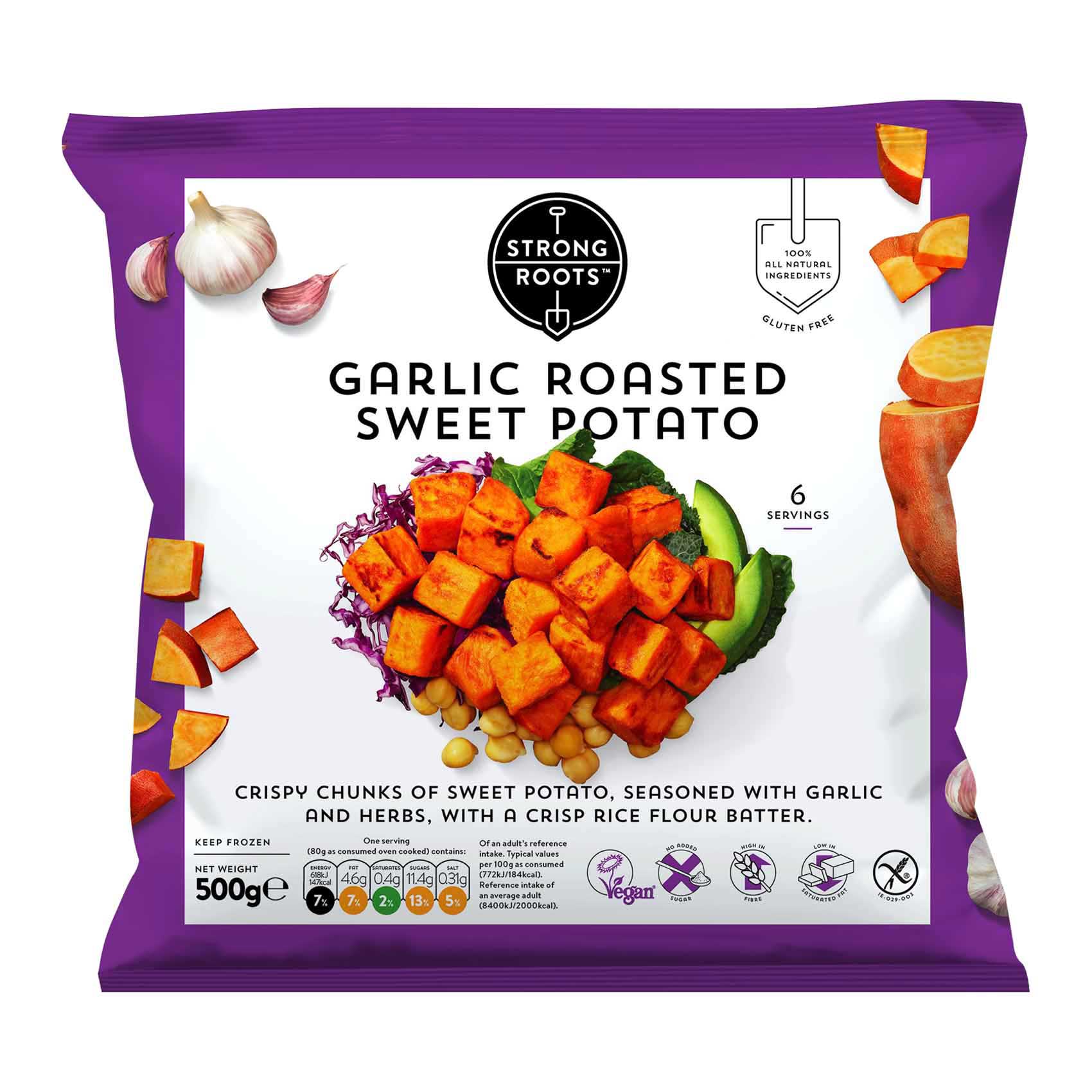 Buy Strong Roots Garlic Roasted Sweet Potato 500g Online | Carrefour UAE