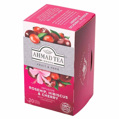 Ahmad Tea Rosehip Hibiscus and Cherry Herbal Tea - 20 Foil