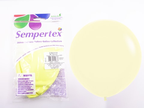 Sempertex 36&#39;&#39;Round Balloon, Latex Balloons, Pastel Matte Yellow, 2 Pcs, 91.5cm