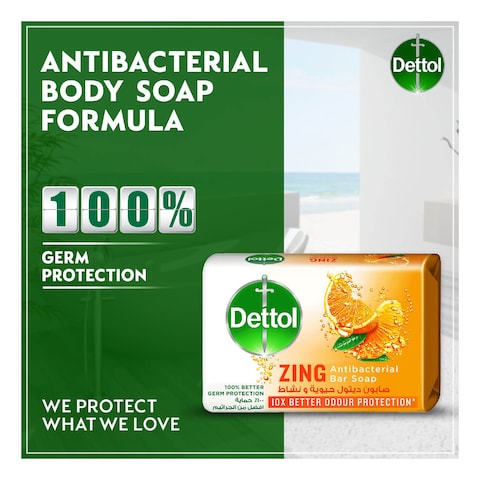 Dettol Zing Antibacterial Bar Soap Orange 120g Pack of 4