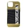 Gold Frame Croco Leather Back Grip Case Iphone 14 Plus Black