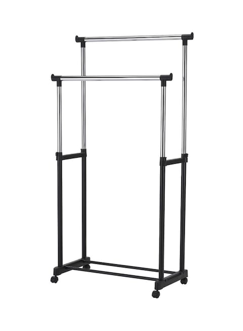 Double Pole Rack Garment Organizer Silver/Black Medium