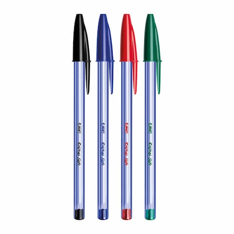 Bic Cristal Soft Pens - 4 Pens - Assorted Colors