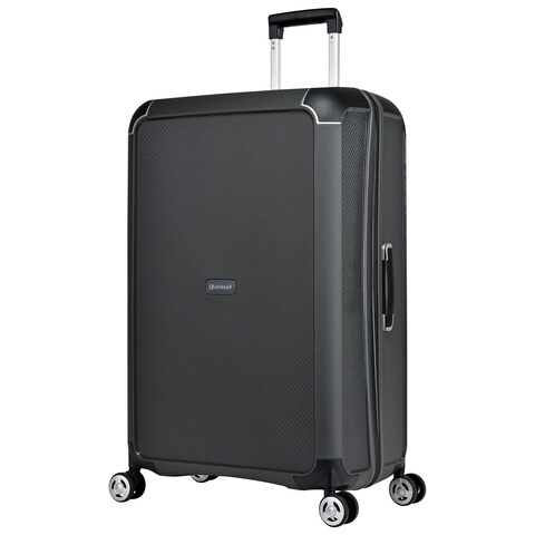 Eminent Hard Case Large Checked Travel Bag Luggage Trolley Polypropylene Lightweight 4 Quiet Double Spinner Wheels Suitcase With TSA Lock B0002 Gray