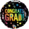 Qualatex Congrats Grad Ombre Dots Foil Balloon- 18 Inch Size- Black