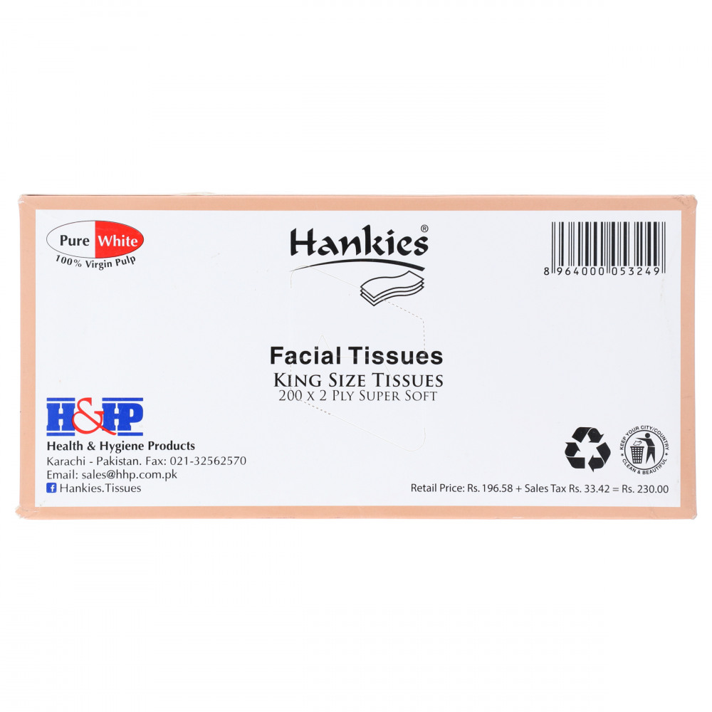 Hankies Premium Facial Tissues 2Ply x 200 Sheets