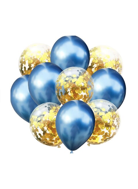 Party Time 10-Piece Decorative Party Balloons Set 12inch - Blue&amp;Gold