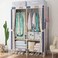 Sky-Touch Simple Wooden Wardrobe Hanger Storage Cabinet, Solid Wood Non-Steel Pipe Thick Strong And Durable Fabric Single Cloth Wardrobe, Creative Design 2 Doors Wardrobe 105 x 45 x 170cm