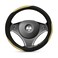 غطاء عجلة قيادة عالمي ، غير قابل للانزلاق ، مرن ، غطاء عجلة قيادة للرجال والنساء ، الحجم: متوسط ، اللون: أسود مع بيج