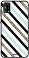 Theodor - Samsung Galaxy M31 Case Cover Black Golden Gliter Lines Flexible Silicone Cover