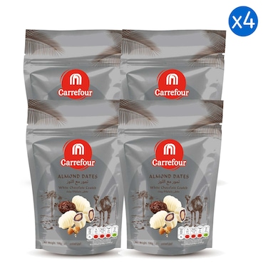 Carrefour Almond White Chocolate Dates, 100g Pack of 4