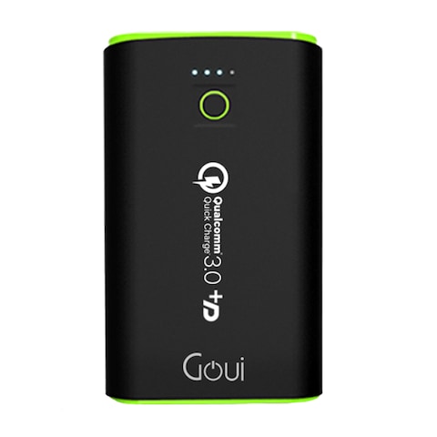 Buy Goui power bank 10200mAh with power delivery technology + quick charge 3.0, Black in Saudi Arabia