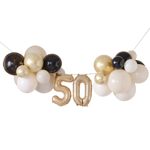 Champagne Noir 50th Birthday Milestone Balloon Bunting Decoration