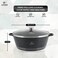 LIFE SMILE Cooking Pot   aluminum Soup Pot With Glass Lid   100% PFOA Free, Fixed Handle   Multi Layer Non-Stick Granite Coating   oven safe &amp; Dishwasher Safe (32CM (9.5 Liters), Black)