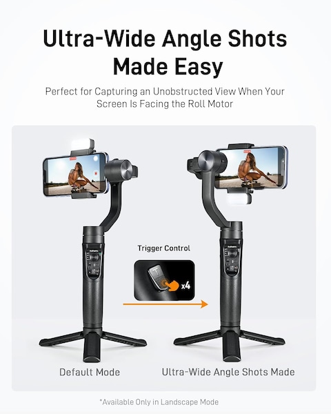 Hohem iSteady Mobile+ Kit Gimbal Stabilizer For Smartphone, 3-Axis Phone Gimbal With Fill Light, Ultra-Wide-Angle Mode, 600&deg; Inception, Vlog Stabilizer For Android And iPhone 15, 14, 13 Pro Max