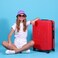 Biggdesign Cats Suitcase Luggage, Hardshell Luggage with Spinner Wheel, Travel Suitcase, Lock System, Lightweight, Red, Large, 24 Inch